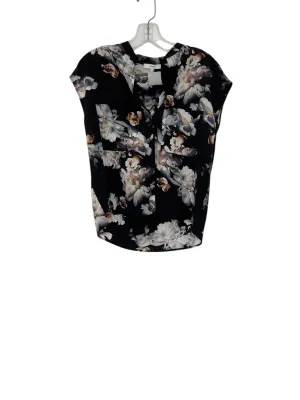 Vince Size X- Small Black Floral Pre-Owned Blouse- Ladies