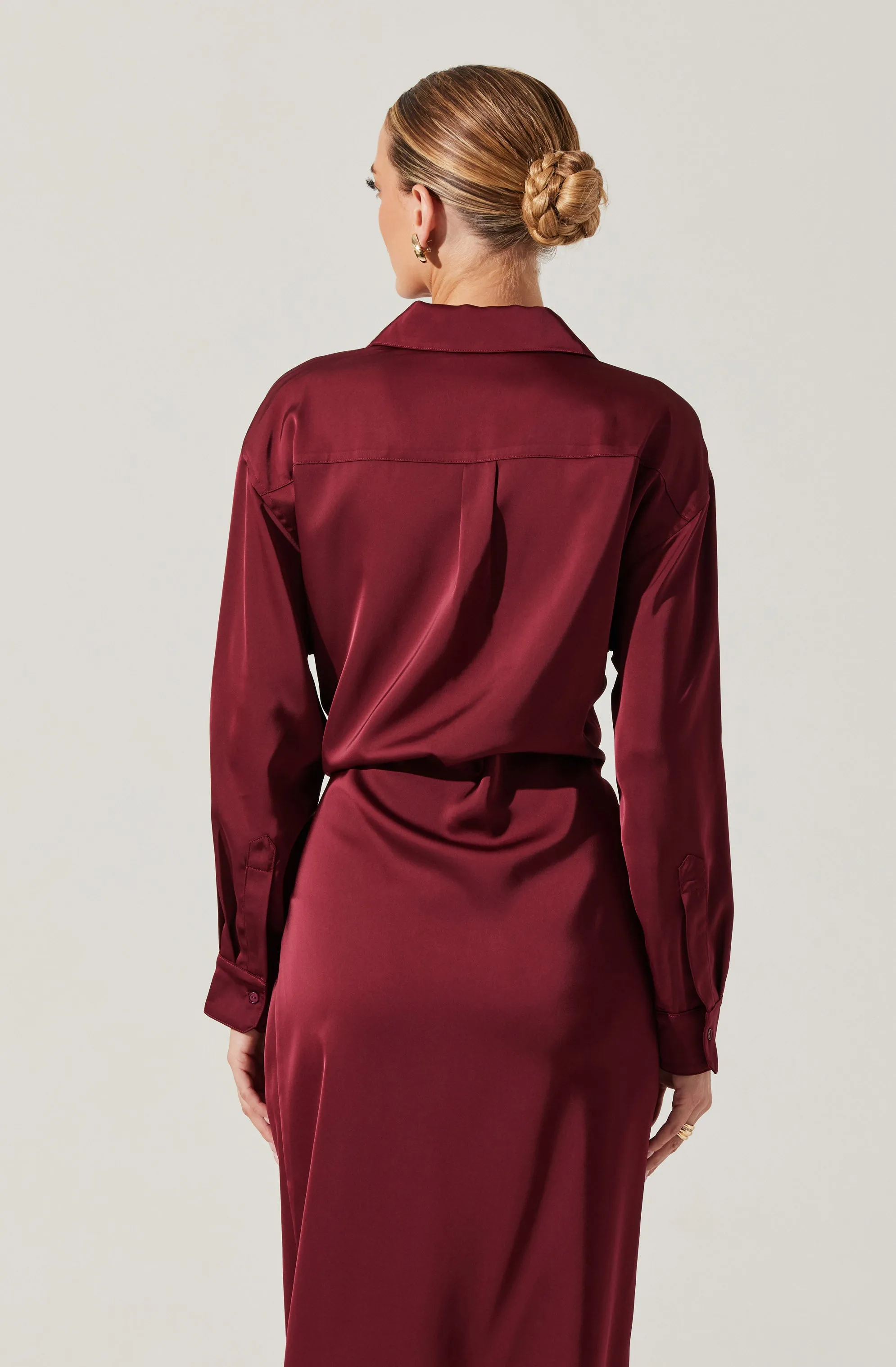 VIP Favorite Ira Satin Wrap Shirt Dress  Almost Sold Out!
