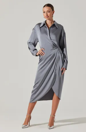 VIP Favorite Ira Satin Wrap Shirt Dress  Almost Sold Out!