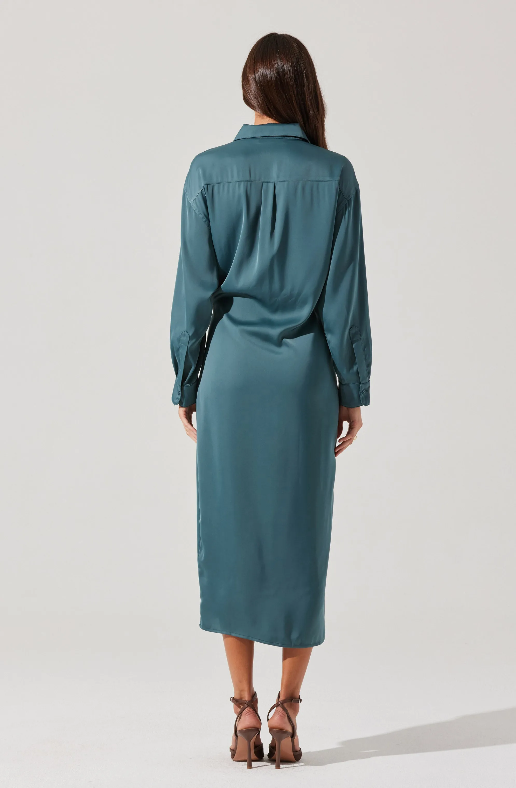 VIP Favorite Ira Satin Wrap Shirt Dress  Almost Sold Out!