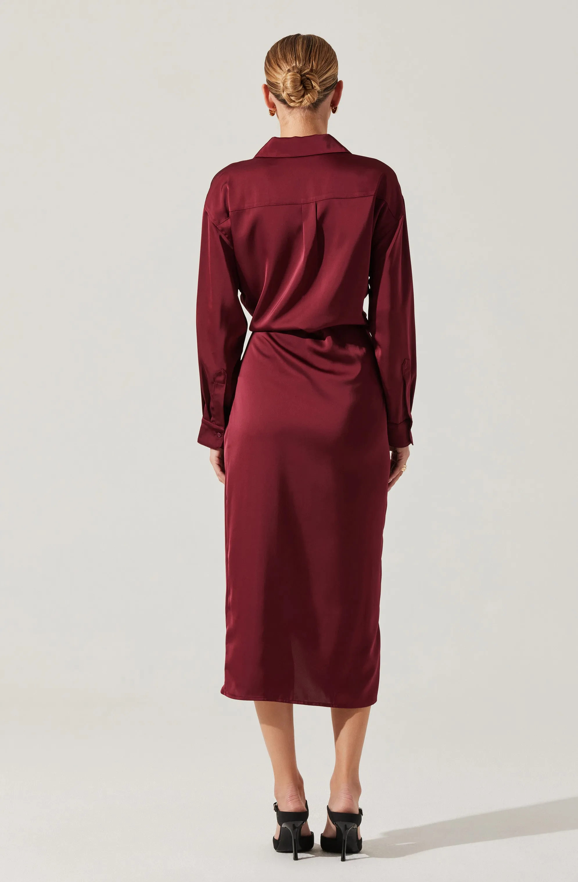 VIP Favorite Ira Satin Wrap Shirt Dress  Almost Sold Out!