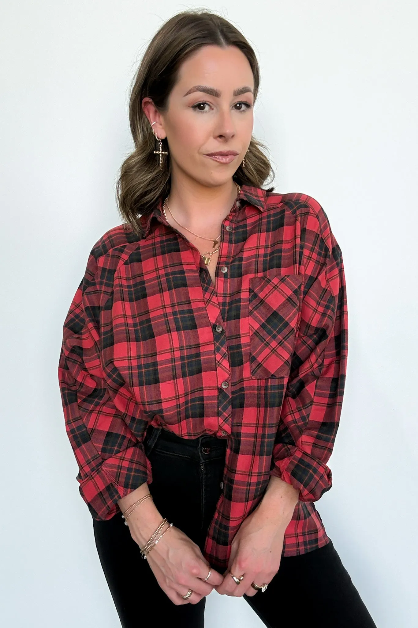 Walnut Cove Relaxed Vintage Plaid Flannel Top - FINAL SALE
