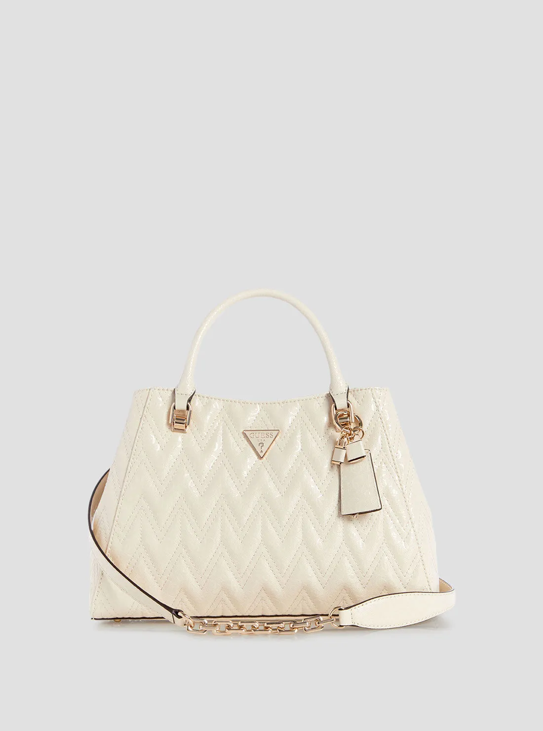 White Adelard Satchel Bag Guess