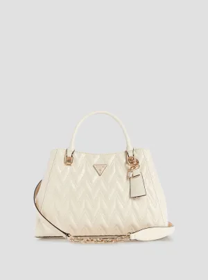 White Adelard Satchel Bag Guess