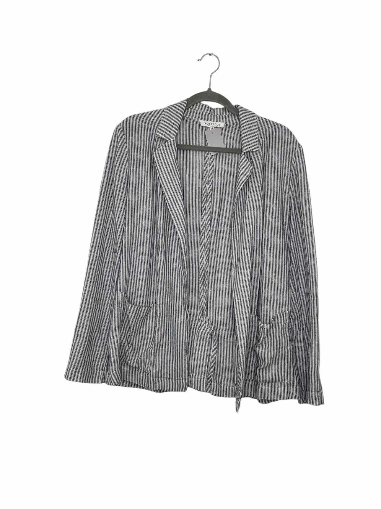 Workshop Size Small White Stripe Pre-Owned Blazer/Indoor Jacket- Ladies