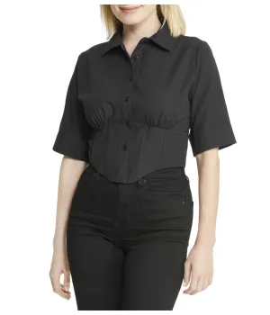Worth Every Penny Cropped Corseted Shirt  Limited Stock!