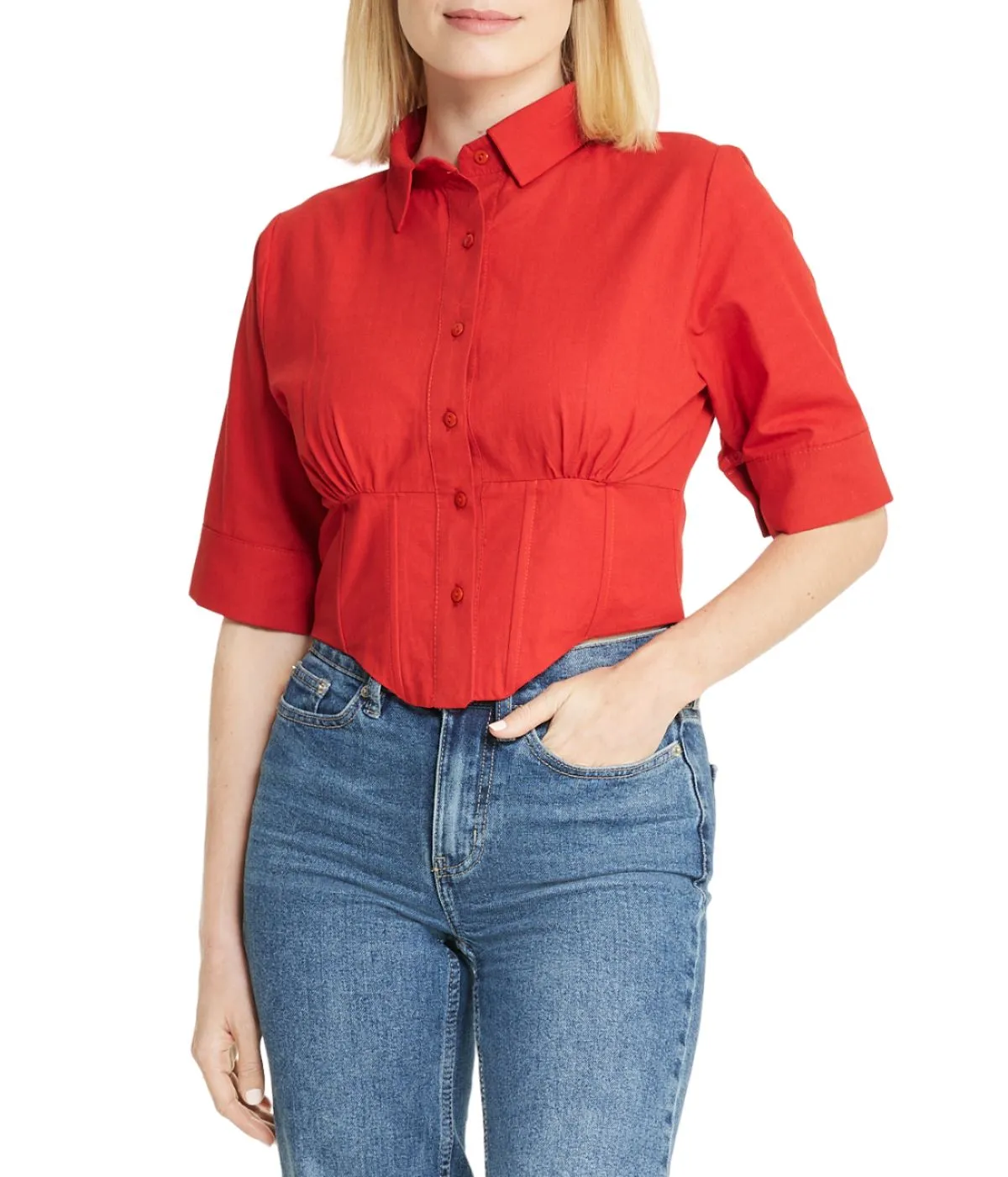 Worth Every Penny Cropped Corseted Shirt  Limited Stock!