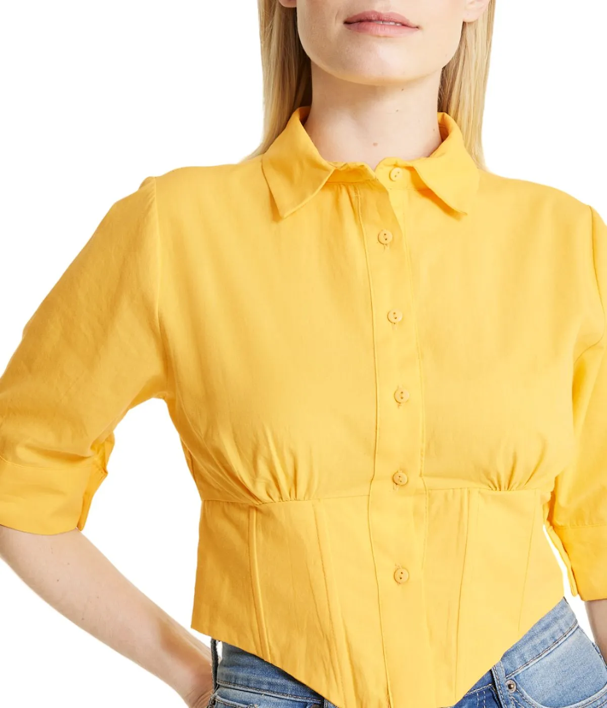 Worth Every Penny Cropped Corseted Shirt  Limited Stock!