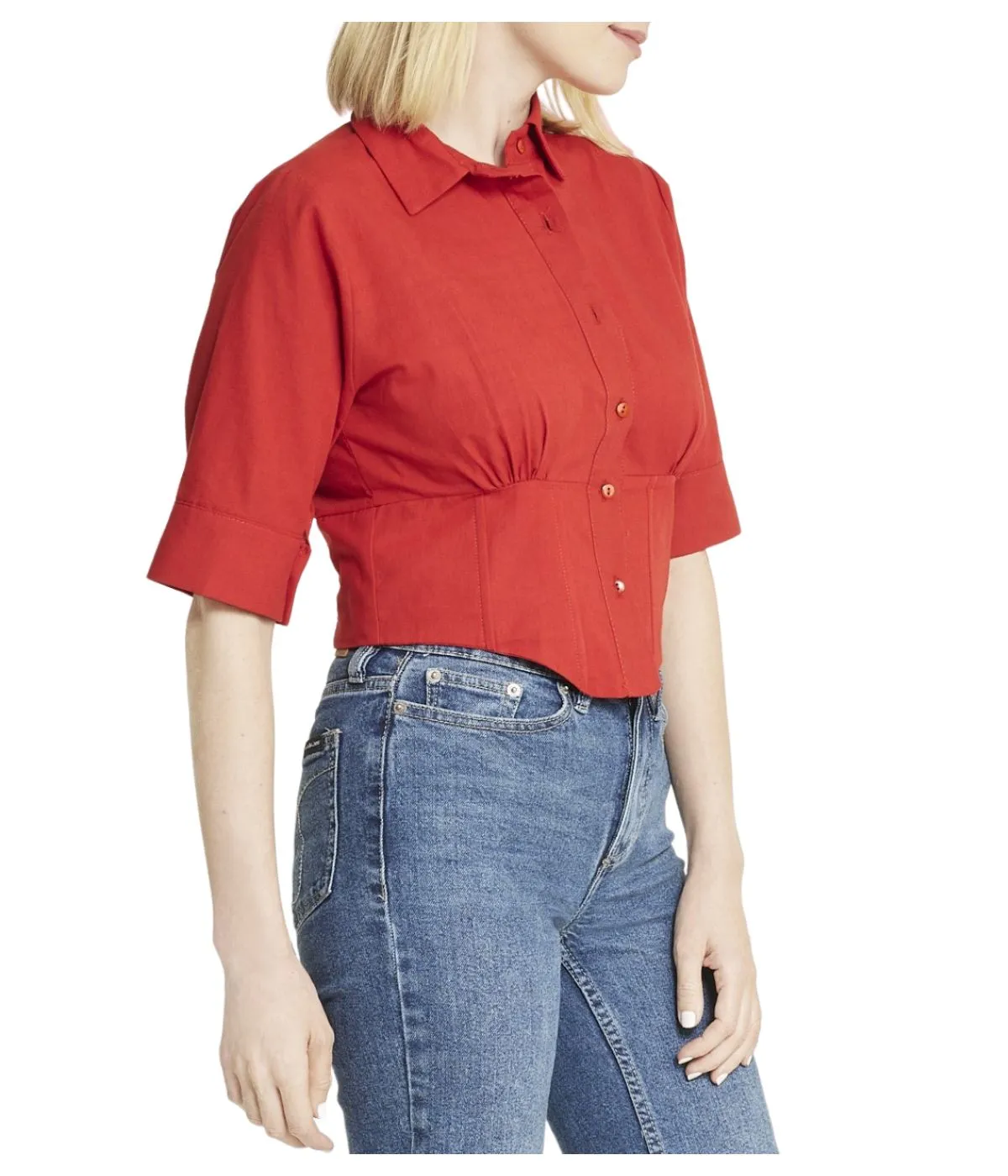 Worth Every Penny Cropped Corseted Shirt  Limited Stock!