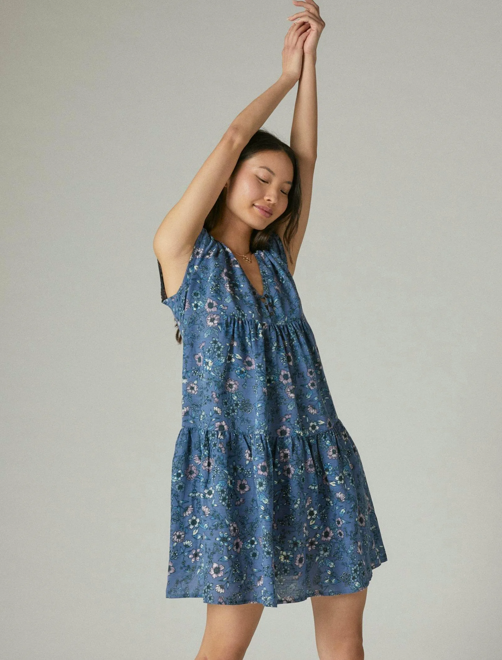 Worth Every Penny Lucky Brand Women's Printed Peasant Mini Dress  Last Few Pieces!