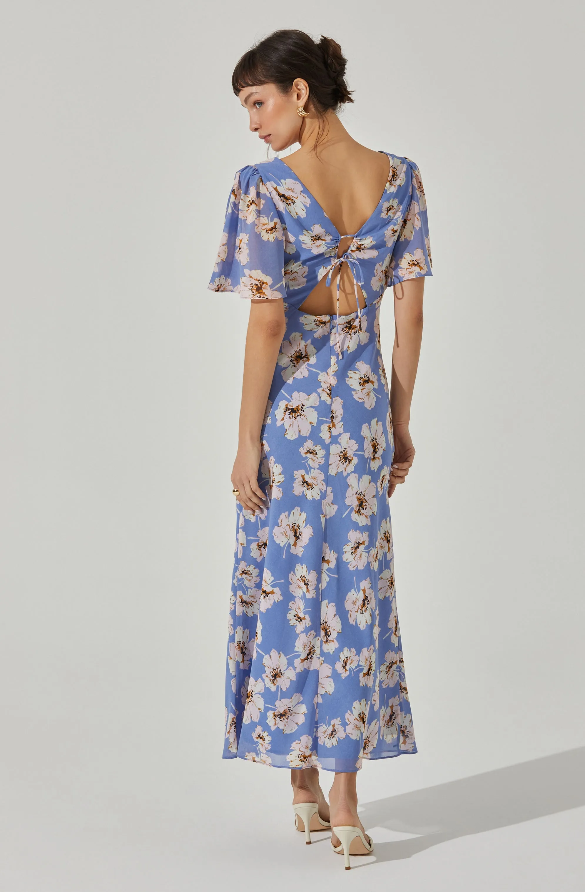 Worth Every Penny Tie Back Flutter Sleeve Midi Dress  Today Only!