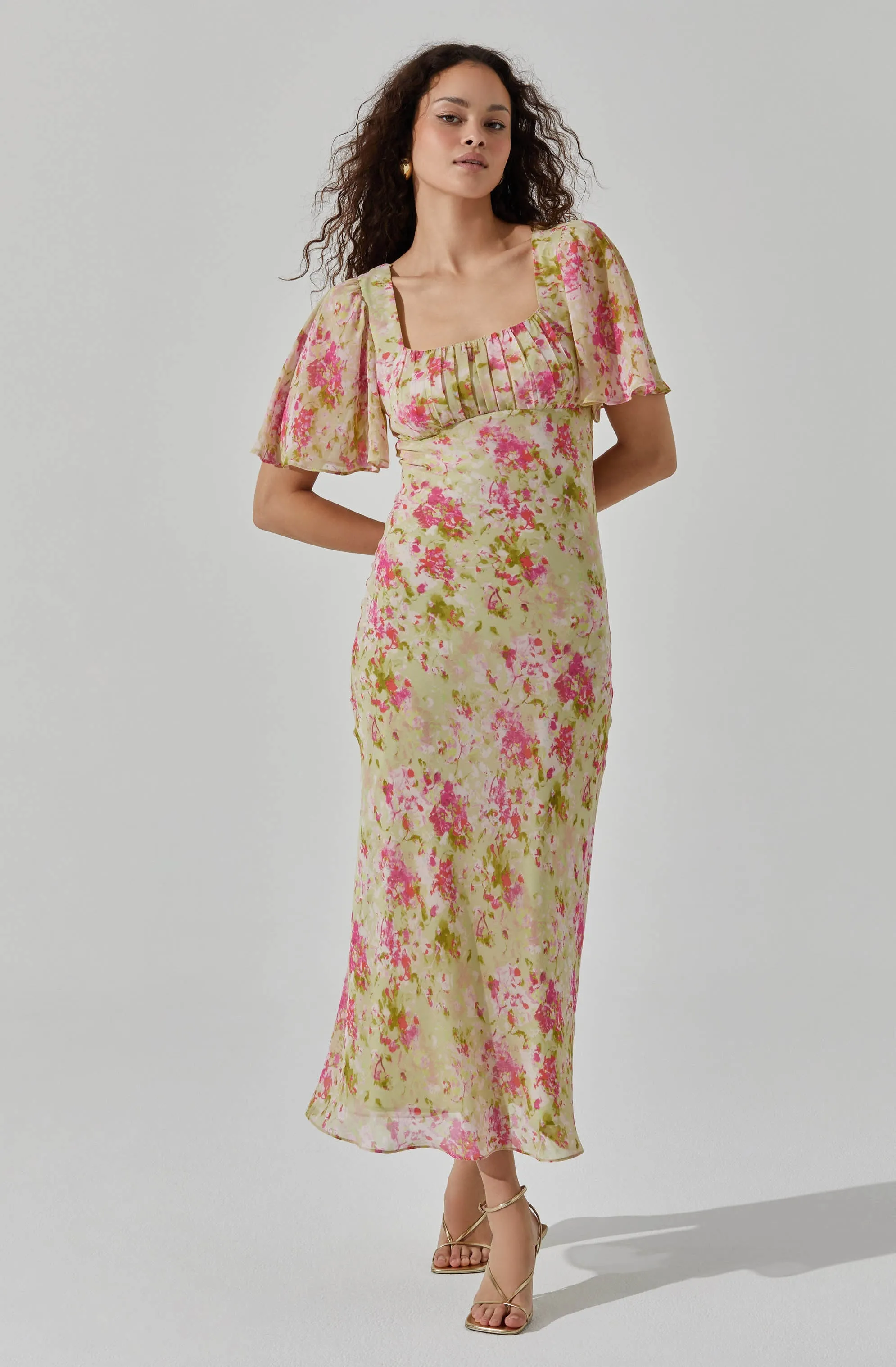 Worth Every Penny Tie Back Flutter Sleeve Midi Dress  Today Only!