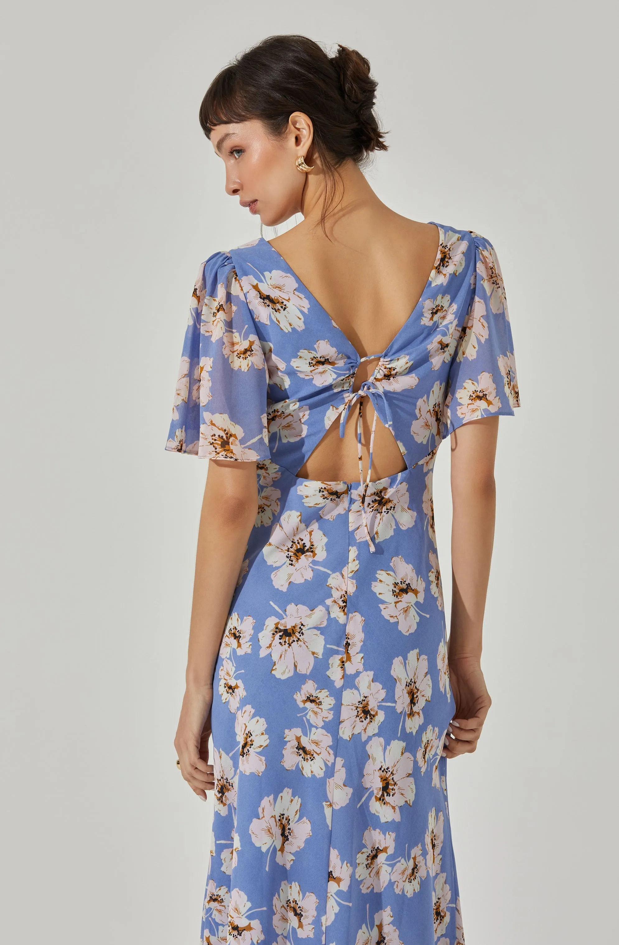 Worth Every Penny Tie Back Flutter Sleeve Midi Dress  Today Only!