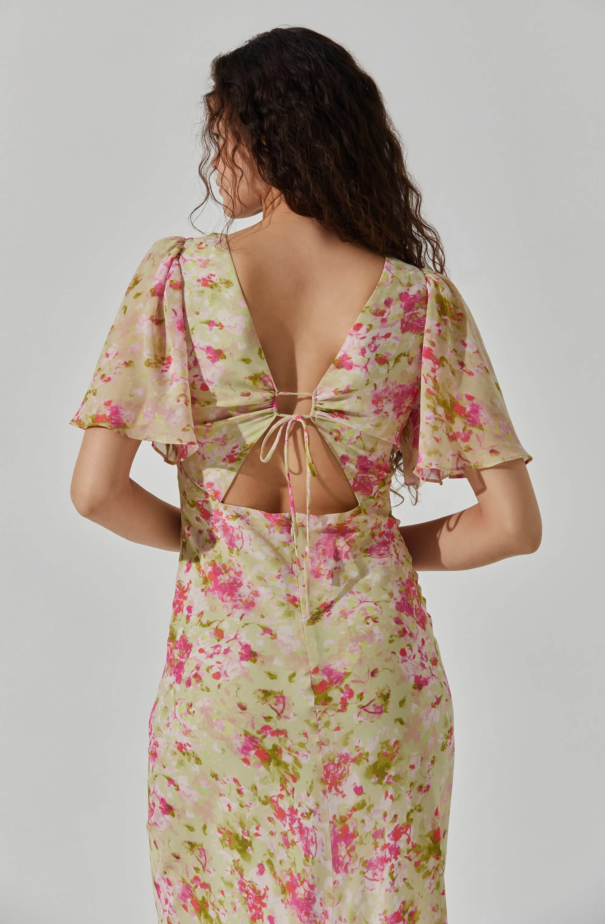 Worth Every Penny Tie Back Flutter Sleeve Midi Dress  Today Only!