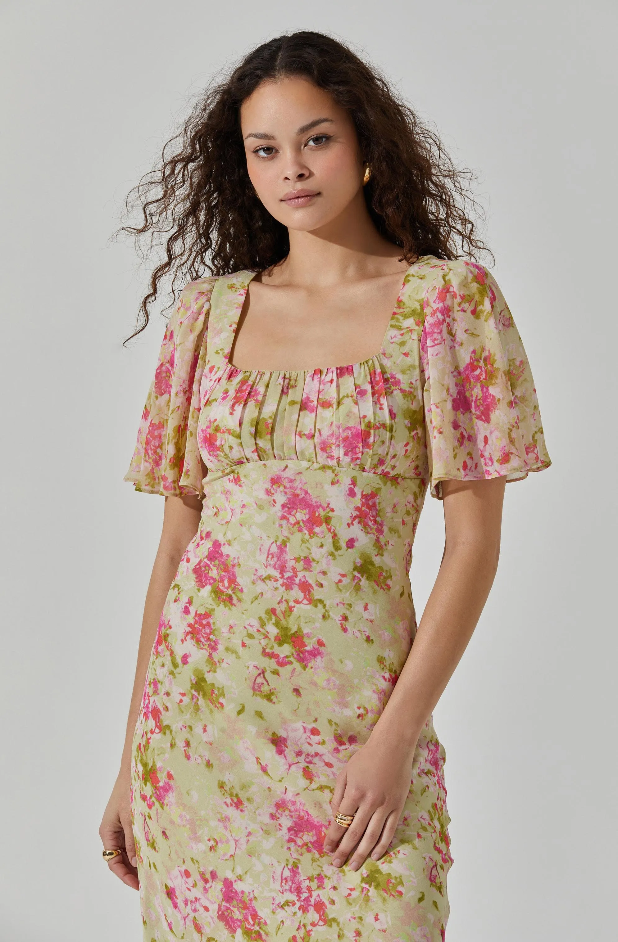 Worth Every Penny Tie Back Flutter Sleeve Midi Dress  Today Only!
