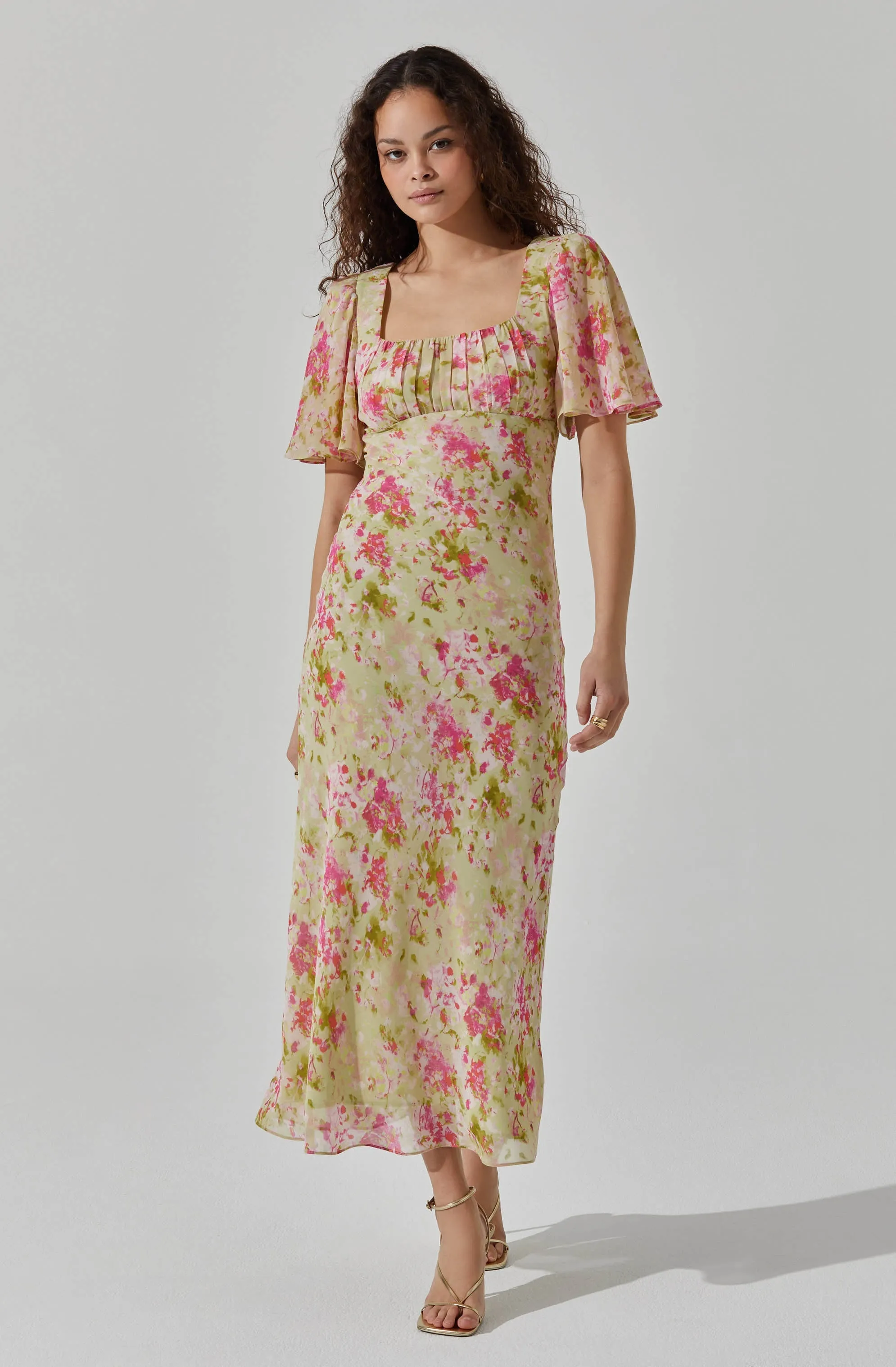 Worth Every Penny Tie Back Flutter Sleeve Midi Dress  Today Only!